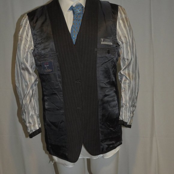 Brooks Brothers 1818 Fitzgerald Estrato Charcoal Stripe Two Button Suit 41R - Picture 11 of 14